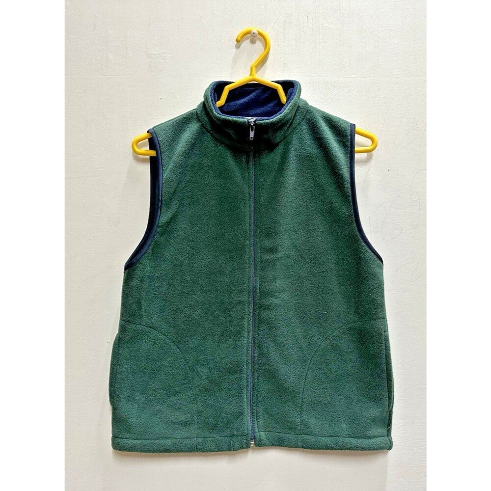 Landway Youth size XL(18-20) fleece green polyester vest full zip